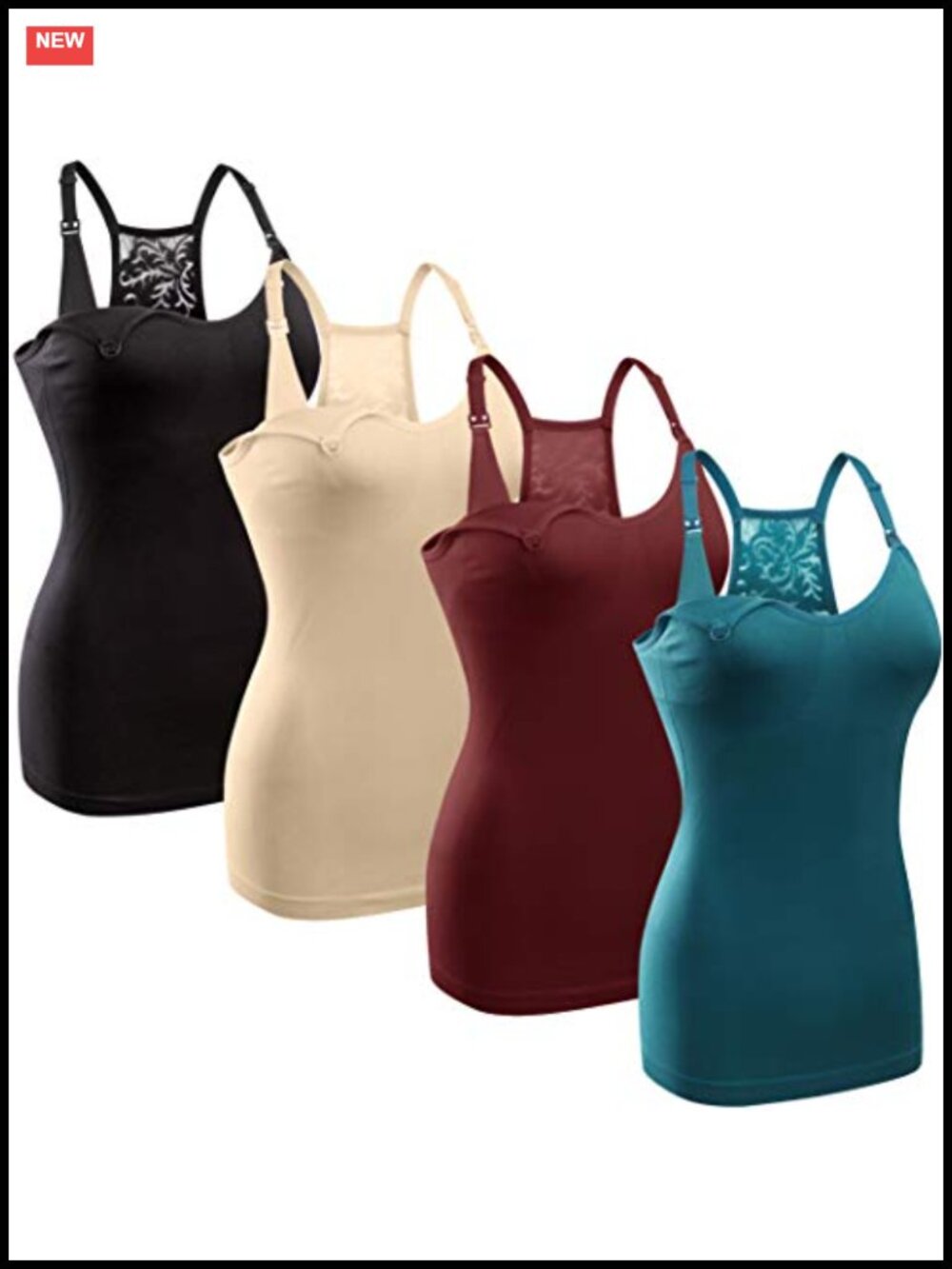 Nursing Tank Top 4 Pack Seamless Maternity Bra Breastfeeding Camisole